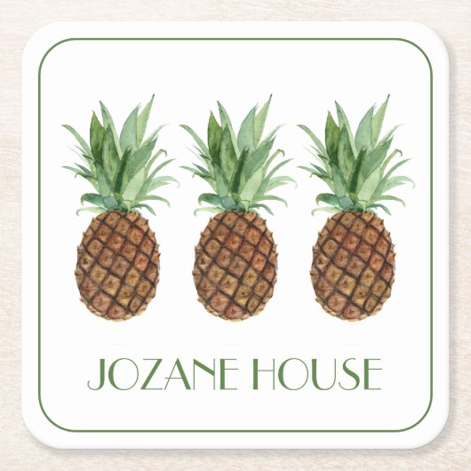 Personalisierte tropische Ananas Rechteckiger Pappuntersetzer (Vorderseite)