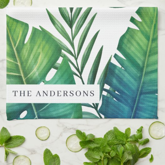Personalisierte tropische Blätter Geschirrtuch (Gefaltet)