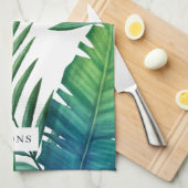 Personalisierte tropische Blätter Geschirrtuch (Viertel Falte)