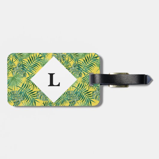 Personalisierte tropische Blätter Helle Gepäckmark Gepäckanhänger (Rückseite horizontal)