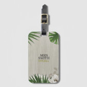 Personalisierte tropische Blätter Individuelle Nam Gepäckanhänger (Vorderseite Vertikal)