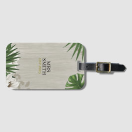 Personalisierte tropische Blätter Individuelle Nam Gepäckanhänger