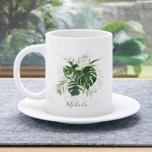 Personalisierte tropische Blätter Kaffeetasse