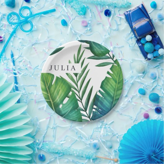Personalisierte tropische Blätter Pappteller (Party)