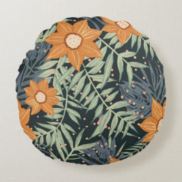 Personalisierte tropische Blätter Rundes Kissen
