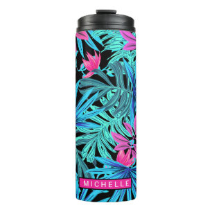 Personalisierte tropische Blätter Thermosbecher