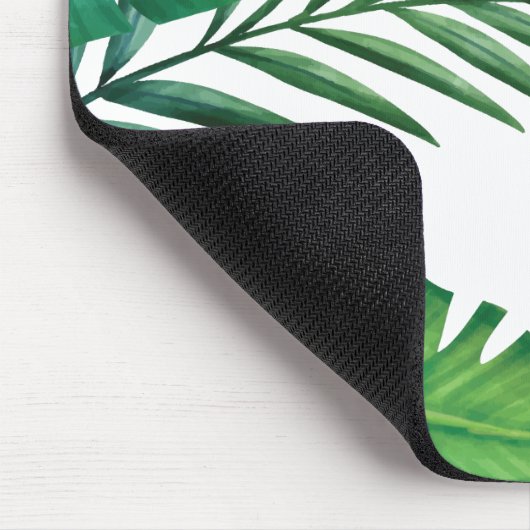 Personalisierte tropische Blätter Wasserfarbe Mousepad (Ecke)