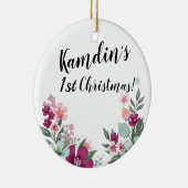 Personalisierte tropische Blume auf Weiß Keramik Ornament (Rechts)