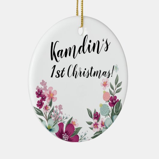 Personalisierte tropische Blume auf Weiß Keramik Ornament (Rechts)