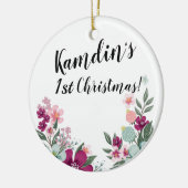 Personalisierte tropische Blume auf Weiß Keramik Ornament (Links)