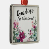 Personalisierte tropische Blume auf Weiß Ornament Aus Metall (Rechts)