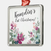 Personalisierte tropische Blume auf Weiß Ornament Aus Metall (Links)