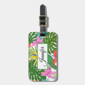 Personalisierte tropische Blume Gepäckanhänger (Vorderseite vertikal)