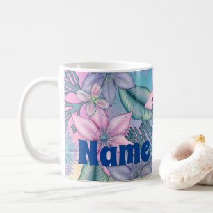 Personalisierte tropische Blume Kaffeepause Tasse