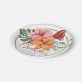 Personalisierte tropische Blume Pappteller (Schrägansicht)