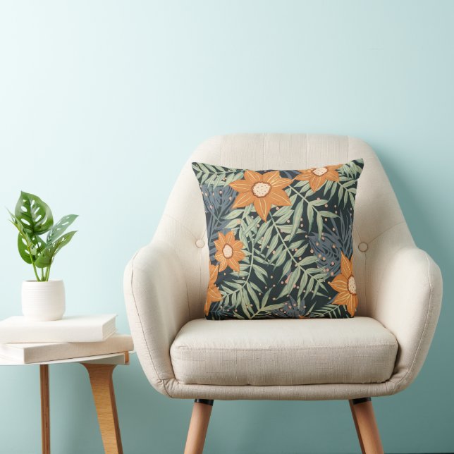 Personalisierte tropische Blumenblätter  Kissen (Stuhl )