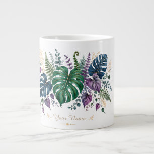 Personalisierte tropische botanische Monogramm-Kun Jumbo-Tasse