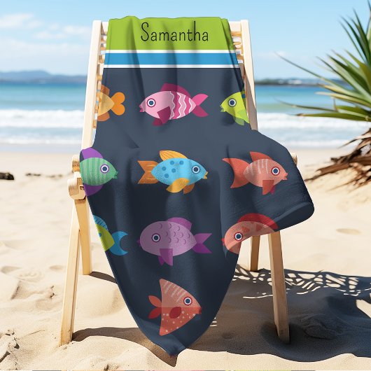 Personalisierte tropische Fische Strandtuch