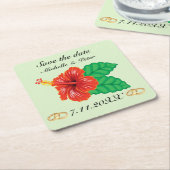 Personalisierte tropische Hochzeit "Save the Date Rechteckiger Pappuntersetzer (angewinkelt)