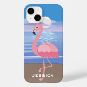 Personalisierte tropische Insel Flamingo Case-Mate iPhone Hülle (Rückseite)