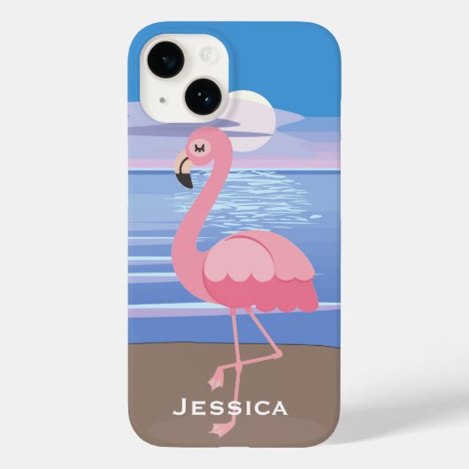 Personalisierte tropische Insel Flamingo Case-Mate iPhone Hülle (Rückseite)