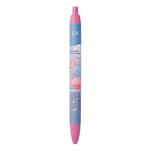 Personalisierte tropische Insel Flamingo Kugelschreiber