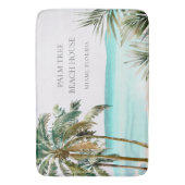 Personalisierte tropische Palmen Blätter Blue Beac Badematte (Vorderseite Vertikal)