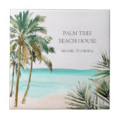 Personalisierte tropische Palmen Blätter Blue Beac Fliese (Vorderseite)