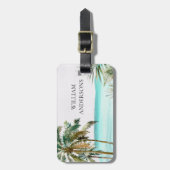 Personalisierte tropische Palmen Blätter Blue Beac Gepäckanhänger (Vorderseite vertikal)