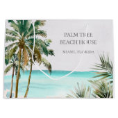 Personalisierte tropische Palmen Blätter Blue Beac Große Geschenktüte (Vorderseite)