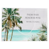 Personalisierte tropische Palmen Blätter Blue Beac Große Geschenktüte (Rückseite)