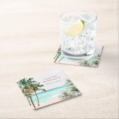 Personalisierte tropische Palmen Blätter Blue Beac Rechteckiger Pappuntersetzer (Vor Ort)