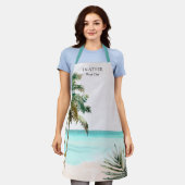 Personalisierte tropische Palmen Blätter Blue Beac Schürze (Getragen)