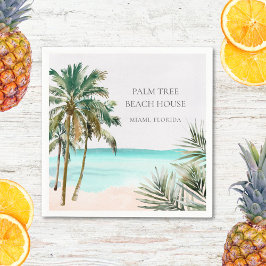 Personalisierte tropische Palmen Blätter Blue Beac Serviette