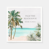 Personalisierte tropische Palmen Blätter Blue Beac Serviette (Vorderseite)