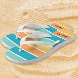 Personalisierte tropische Streifenmonogramm Badesandalen