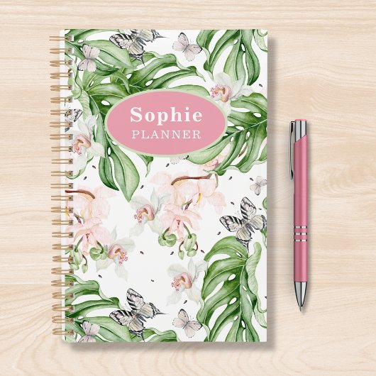Personalisierte tropische Wasserfarben-Girl Planer