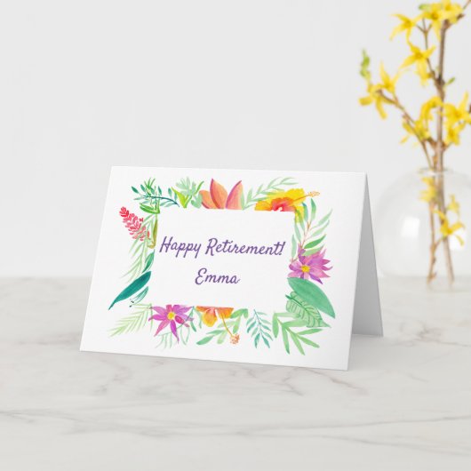 Personalisierte tropische Wasserruhestandsregelung Karte (Gelbe Blume)