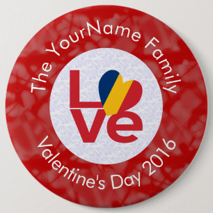 Personalisierte Tschad-Rot-LOVE-Flagge Button