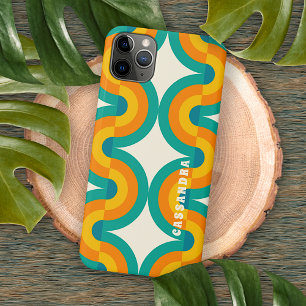 Personalisierte Türkis Blau Grün Orange Midcentury Case-Mate iPhone Hülle