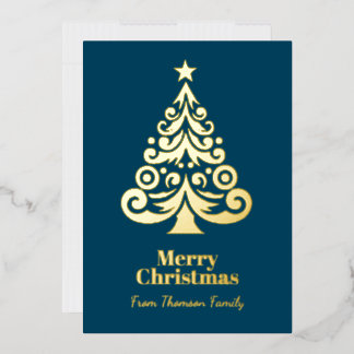 Personalisierte Türkis-Goldfolie-Weihnachtskarte Folien Feiertagskarte
