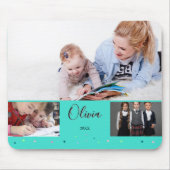 Personalisierte Türkis-Schul-Foto-Collage-Name Mousepad (Vorne)