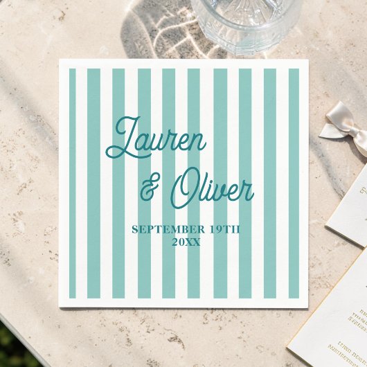 Personalisierte Türkisblaue Hochzeitsengagements G Serviette