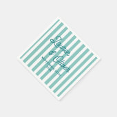 Personalisierte Türkisblaue Hochzeitsengagements G Serviette (Ecke)