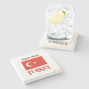Personalisierte türkische Flagge Türkei Steinuntersetzer