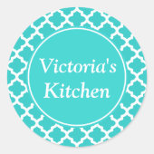 Personalisierte türkisfarbene Aufkleber (Vorderseite)