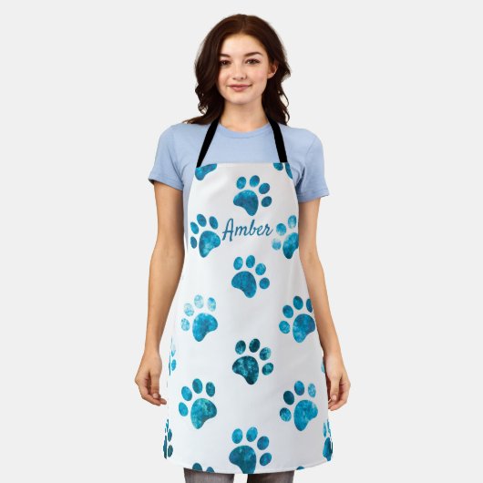 Personalisierte türkisfarbene Paw Schürze (Getragen)