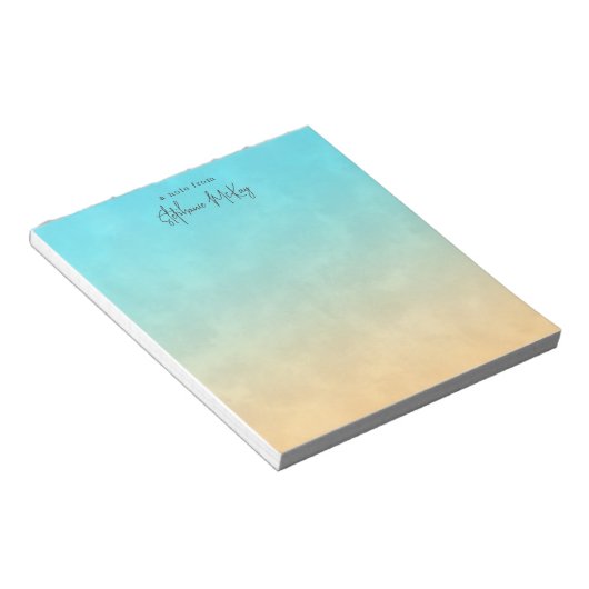 Personalisierte türkisfarbene Sandneigung Notizblock (angewinkelt)