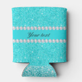 Personalisierte türkisfarbene Sequenzen und Diaman Dosenkühler (Rückseite)