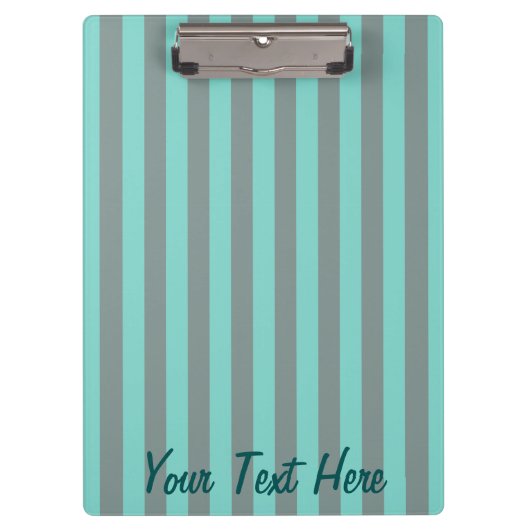 Personalisierte türkisfarbene vertikale Streifen Klemmbrett (Vorderseite)